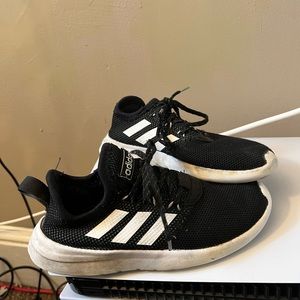 Boys Black & White Adidas Fortarun Tennis Shoes